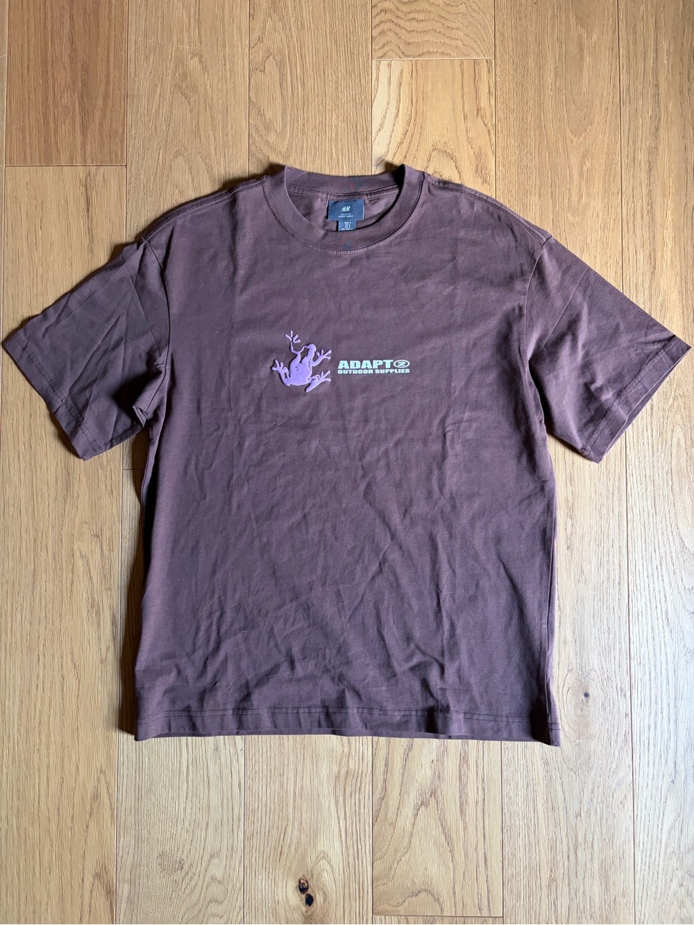 H&M Loose Fit Crewneck Tee in Mauve Brown